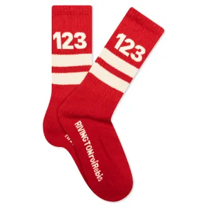 123 Socks - Red/Vintage White