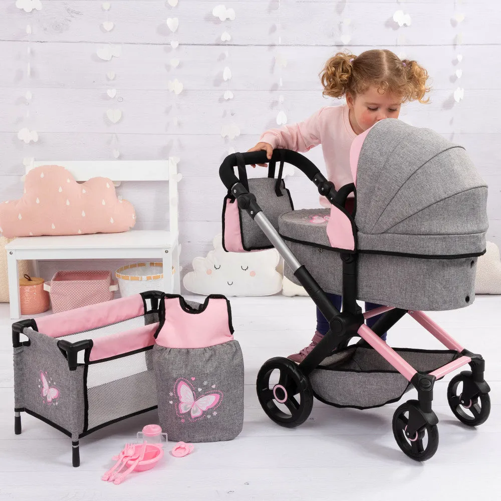 Bayer Design Fairy-Themed Doll Pram and Care Set - 10 Piece Mega Set
