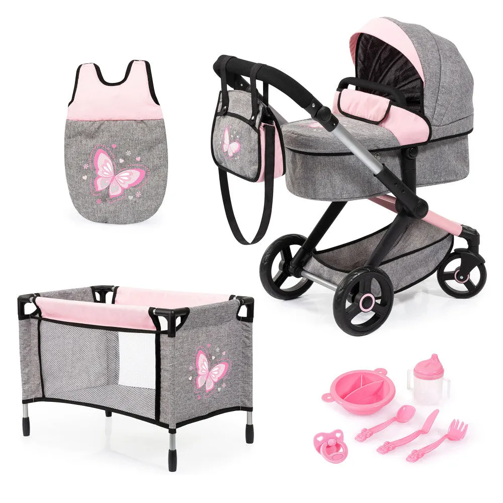 Bayer Design Fairy-Themed Doll Pram and Care Set - 10 Piece Mega Set