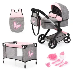 Bayer Design Fairy-Themed Doll Pram and Care Set - 10 Piece Mega Set