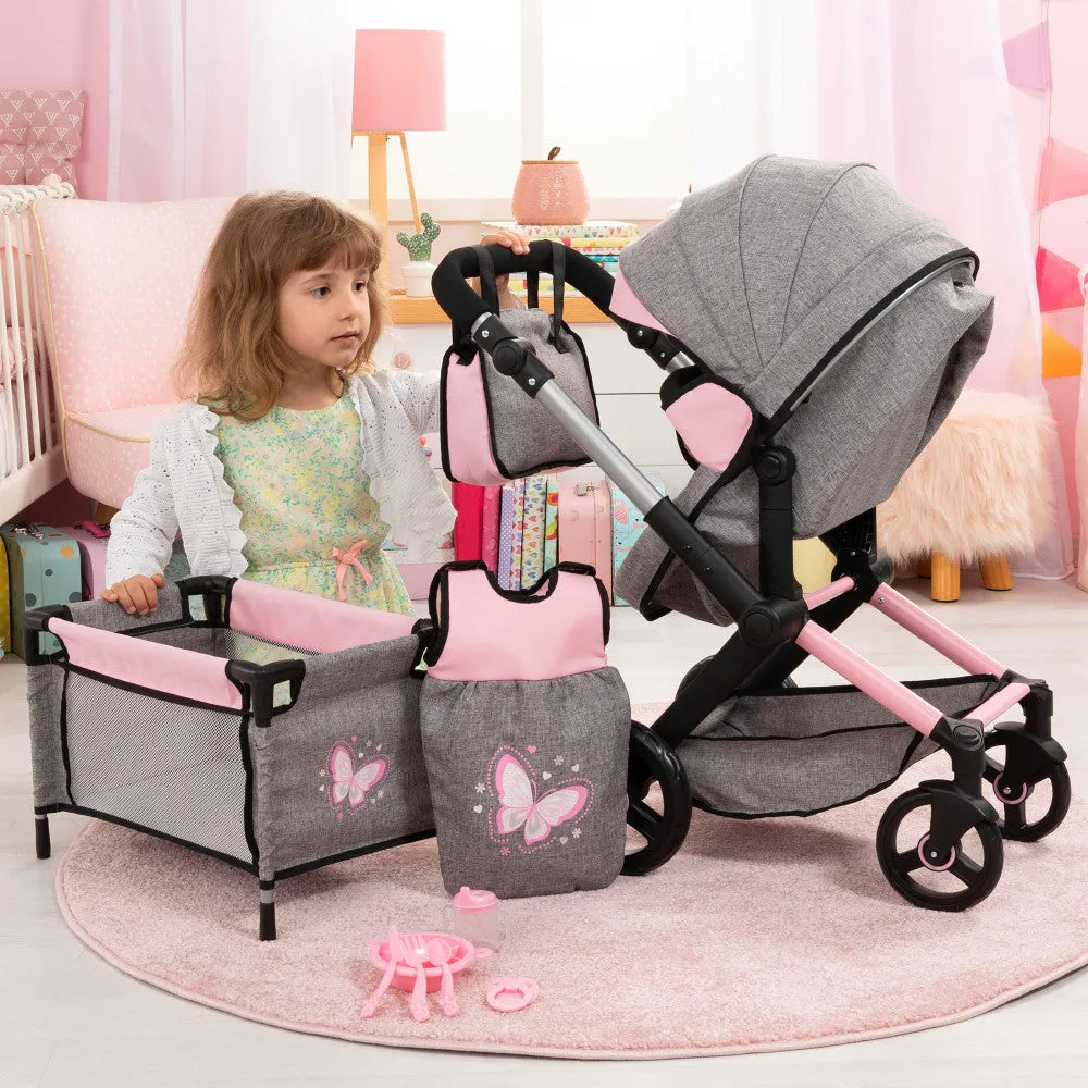 Bayer Design Fairy-Themed Doll Pram and Care Set - 10 Piece Mega Set