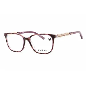 Bebe Women's Eyeglasses - Plum Tortoise Rectangular Shape Frame Clear Lens | BB5176 500
