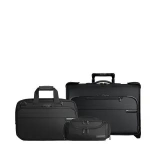 Briggs & Riley Baseline 3-Piece Set: Wheeled Carry-On Garment, Cabin Bag & Toiletry Kit
