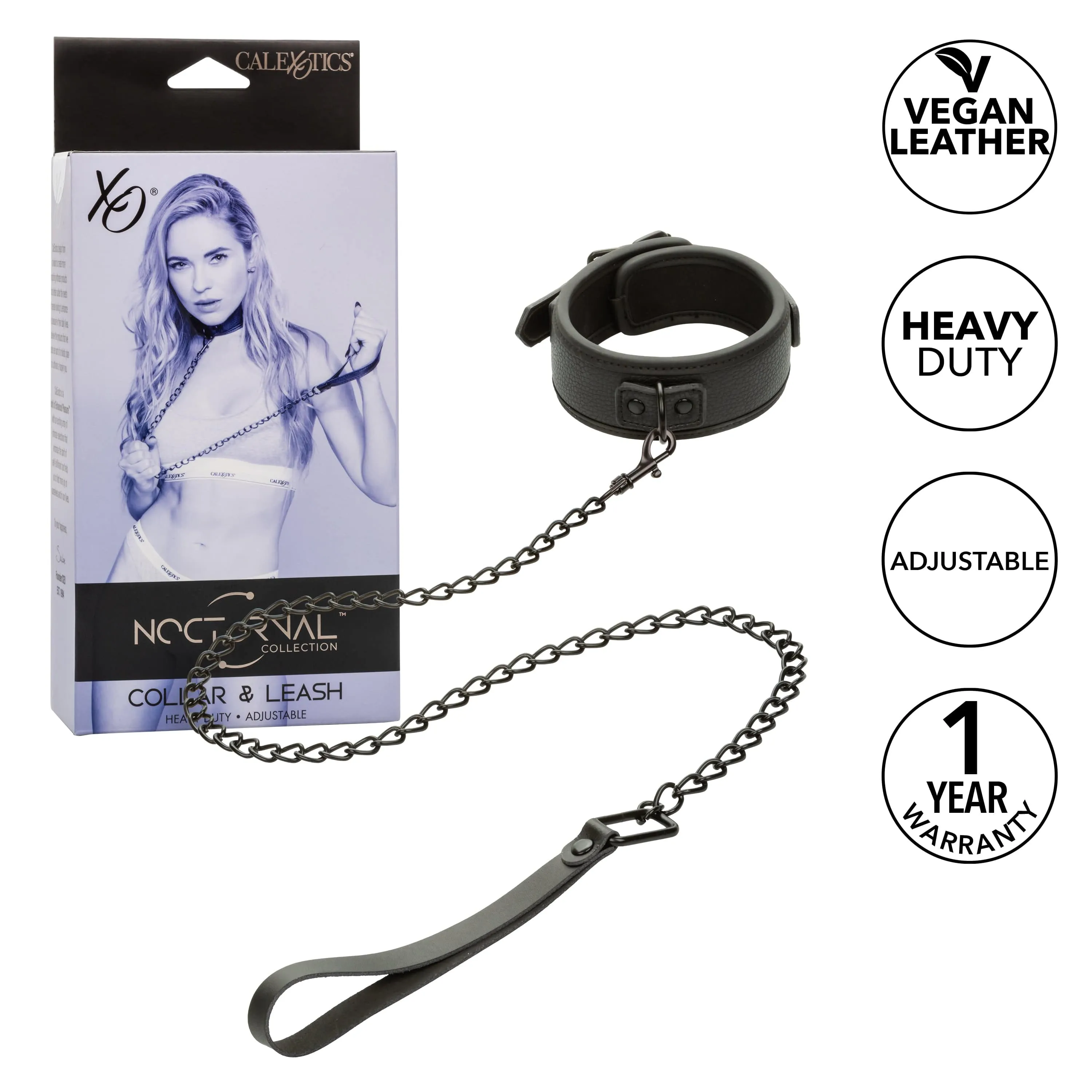 California Exotics - Nocturnal Collection Collar and Leash (Black)