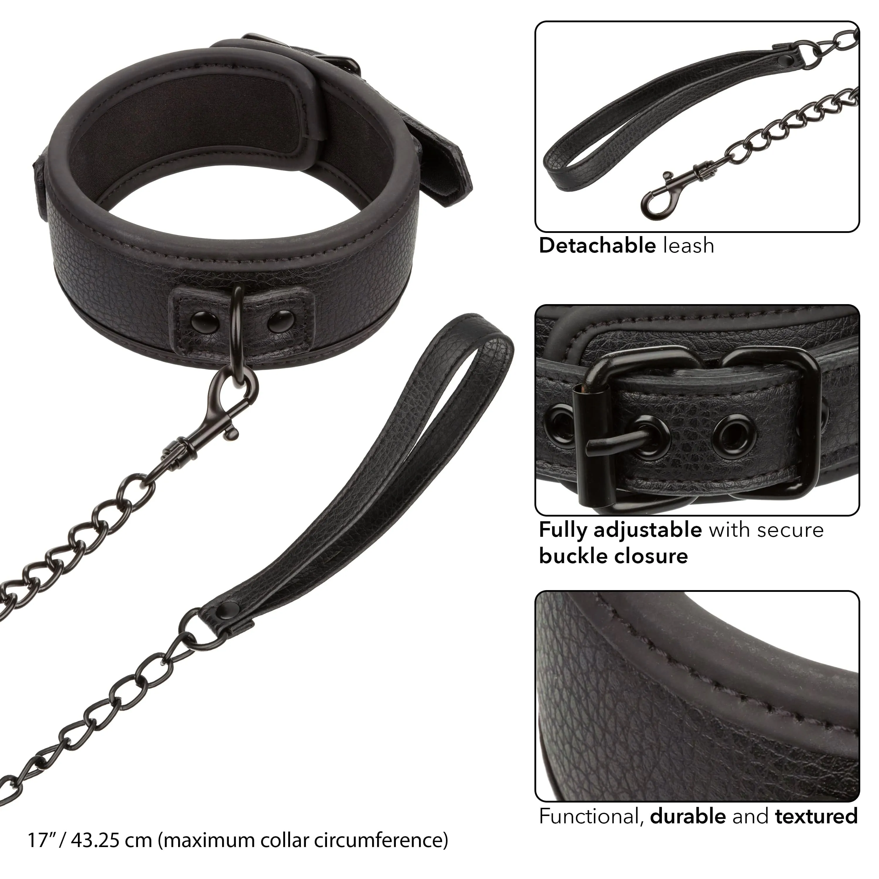 California Exotics - Nocturnal Collection Collar and Leash (Black)
