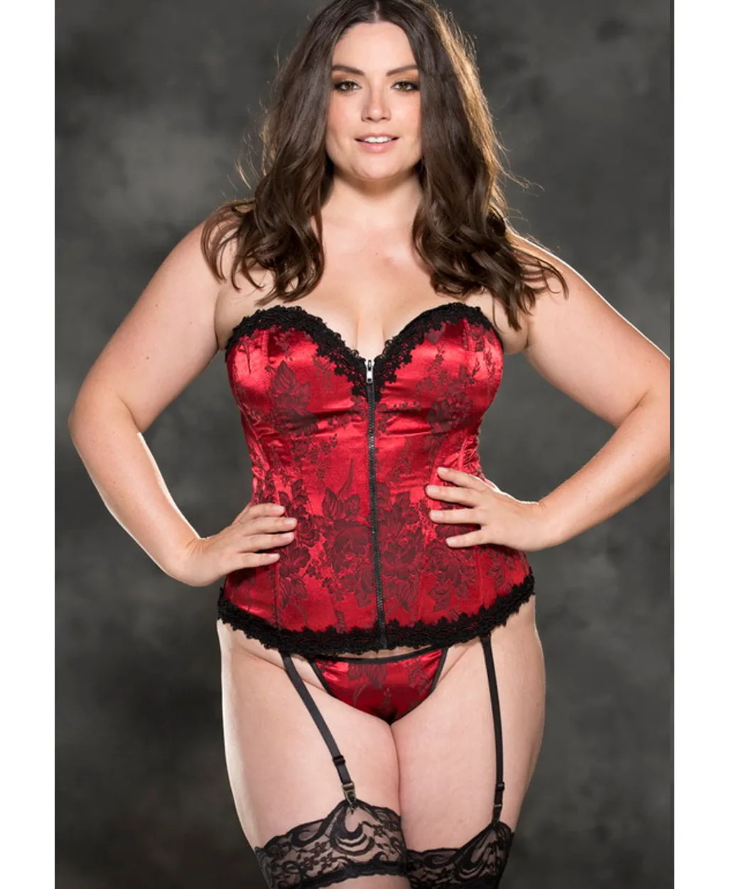 Crimson Tapestry Zip Front Corset