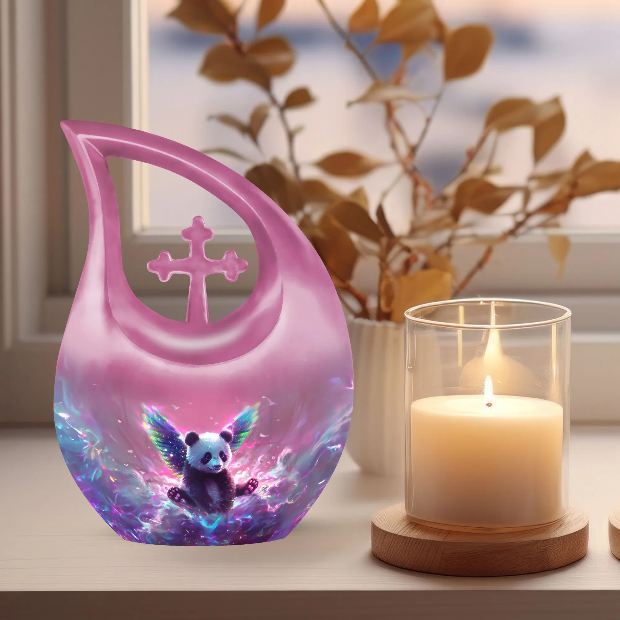 Cross Drop Panda Commemorative Extra Large Urn: Unique Urn
