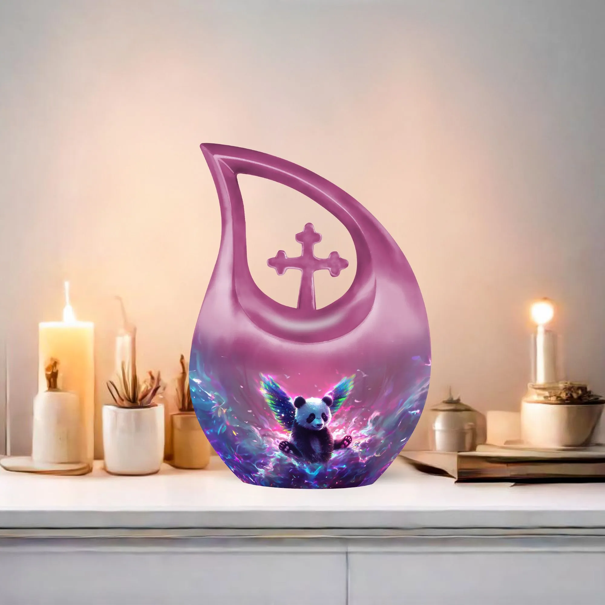 Cross Drop Panda Commemorative Extra Large Urn: Unique Urn