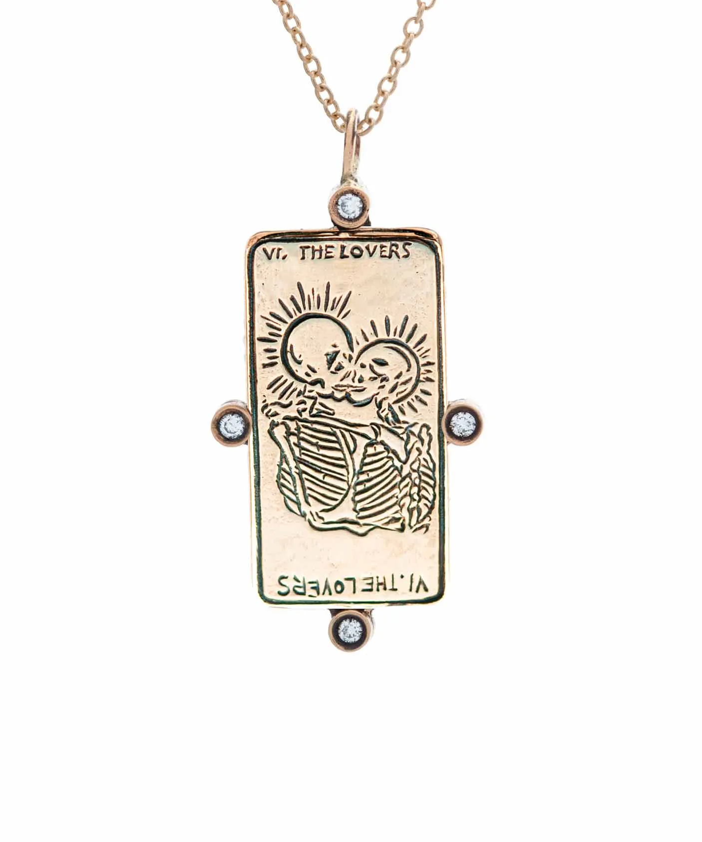 Diamond The Lovers II. Tarot Card Necklace - READY-TO-SHIP