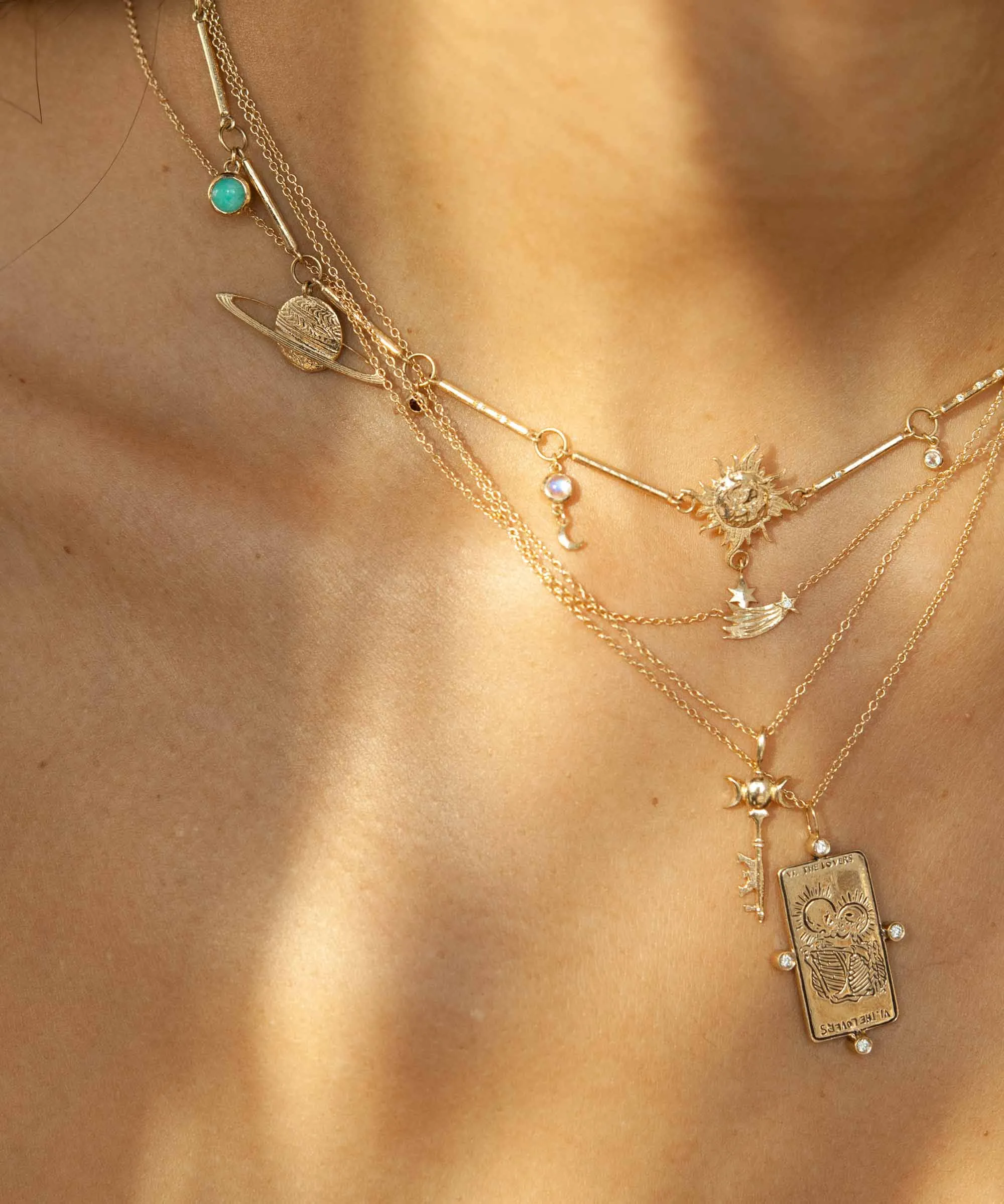 Diamond The Lovers II. Tarot Card Necklace - READY-TO-SHIP