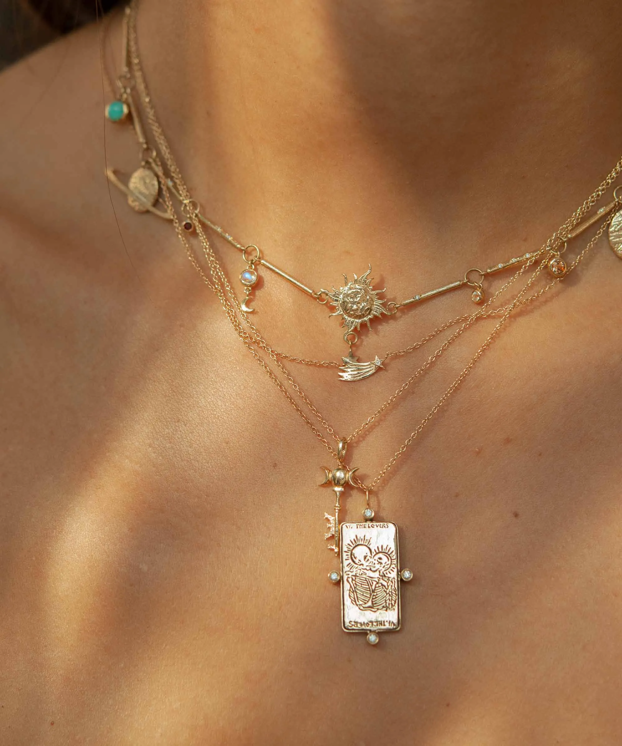 Diamond The Lovers II. Tarot Card Necklace - READY-TO-SHIP