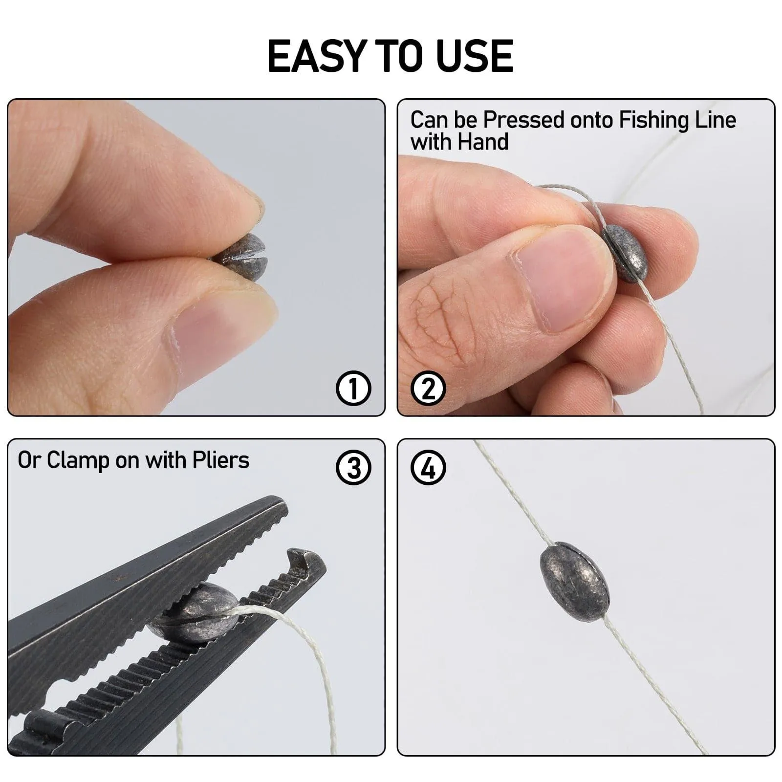 Dr.Fish 100 pcs Oval Split Sinkers  Lead Weights 1/50 to 1/14oz
