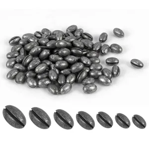 Dr.Fish 100 pcs Oval Split Sinkers  Lead Weights 1/50 to 1/14oz