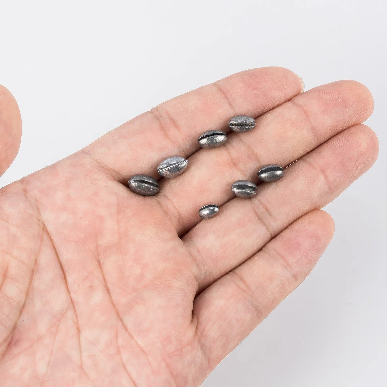 Dr.Fish 100 pcs Oval Split Sinkers  Lead Weights 1/50 to 1/14oz