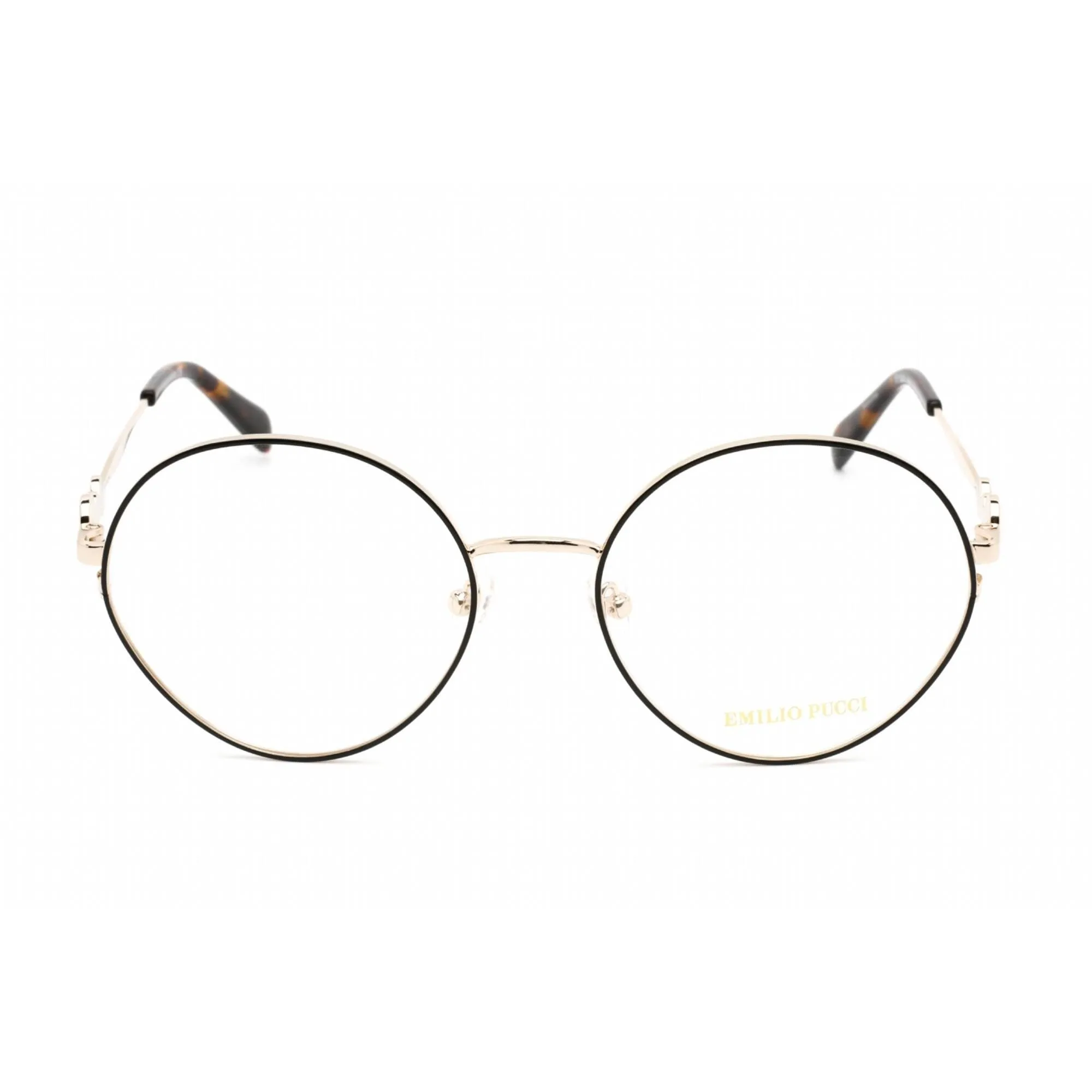 Emilio Pucci Women's Eyeglasses - Black/Other Metal Round Shape Frame | EP5203 005