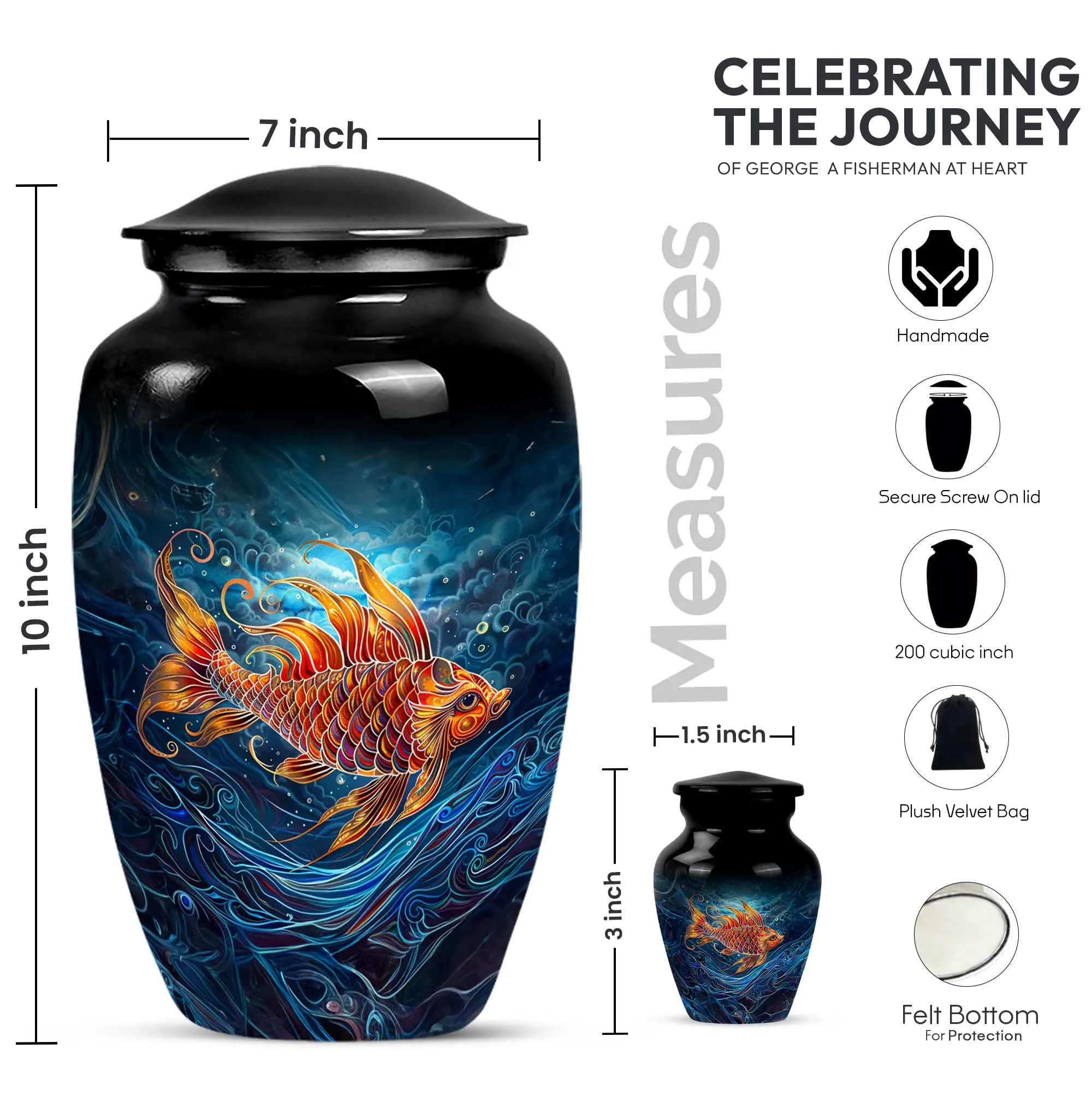 Fish-Themed Cremation Urn for Cherished Fathers - Urn For Dad
