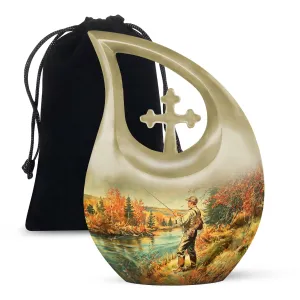 Fishing Urn: An Elegant Memorial Urn of Engraved Aluminium
