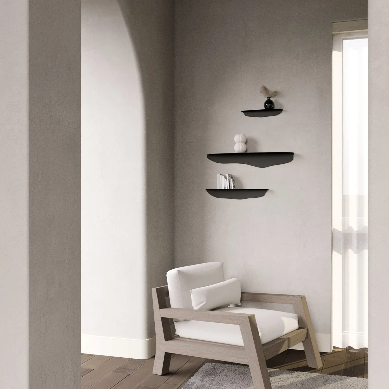 Fold Wavy Shelf 55cm - Black