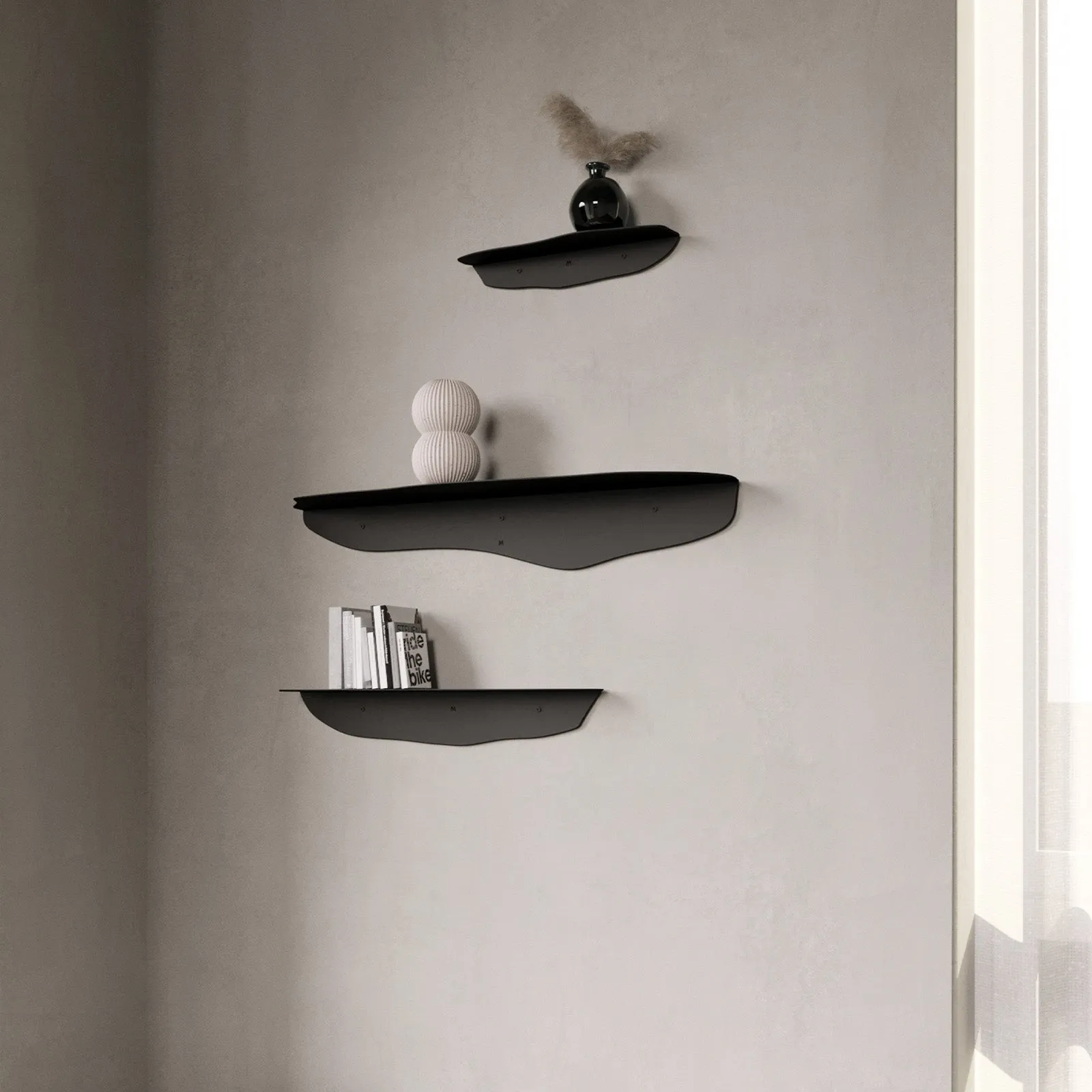 Fold Wavy Shelf 55cm - Black