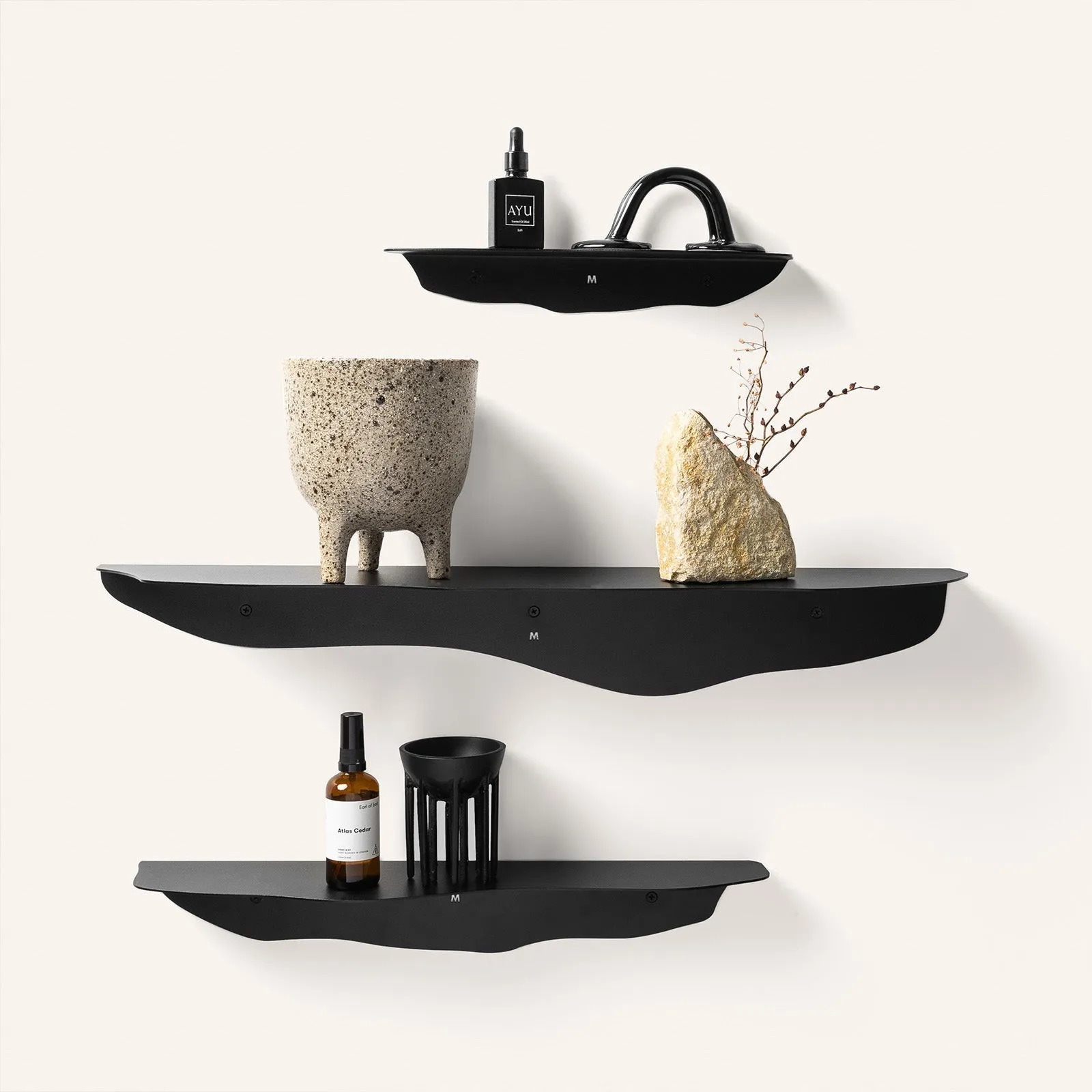 Fold Wavy Shelf 55cm - Black