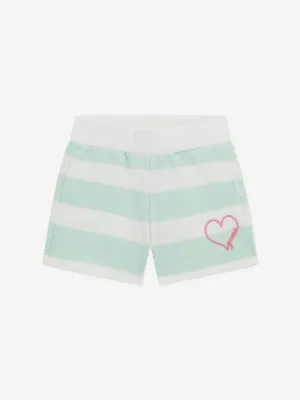 Girls Striped Active Shorts in Green