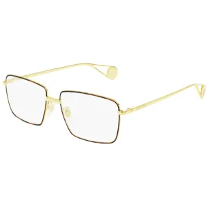 Gucci Women's Eyeglasses - Gold Metal Rectangular Frame Demo Lens | GUCCI GG0439O 006