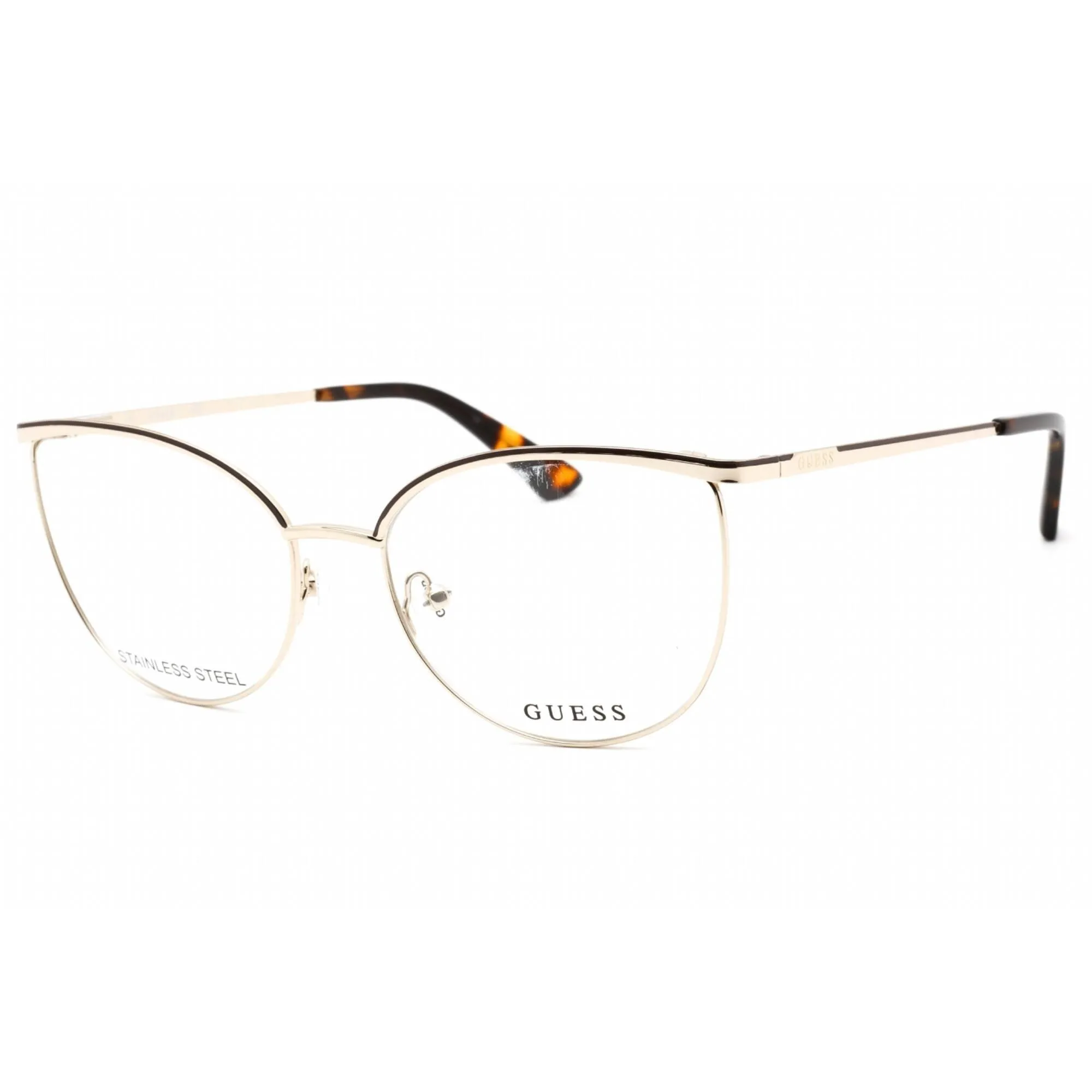 Guess Women's Eyeglasses - Full Rim Pale Gold Metal Rectangular Frame | GU2879 032