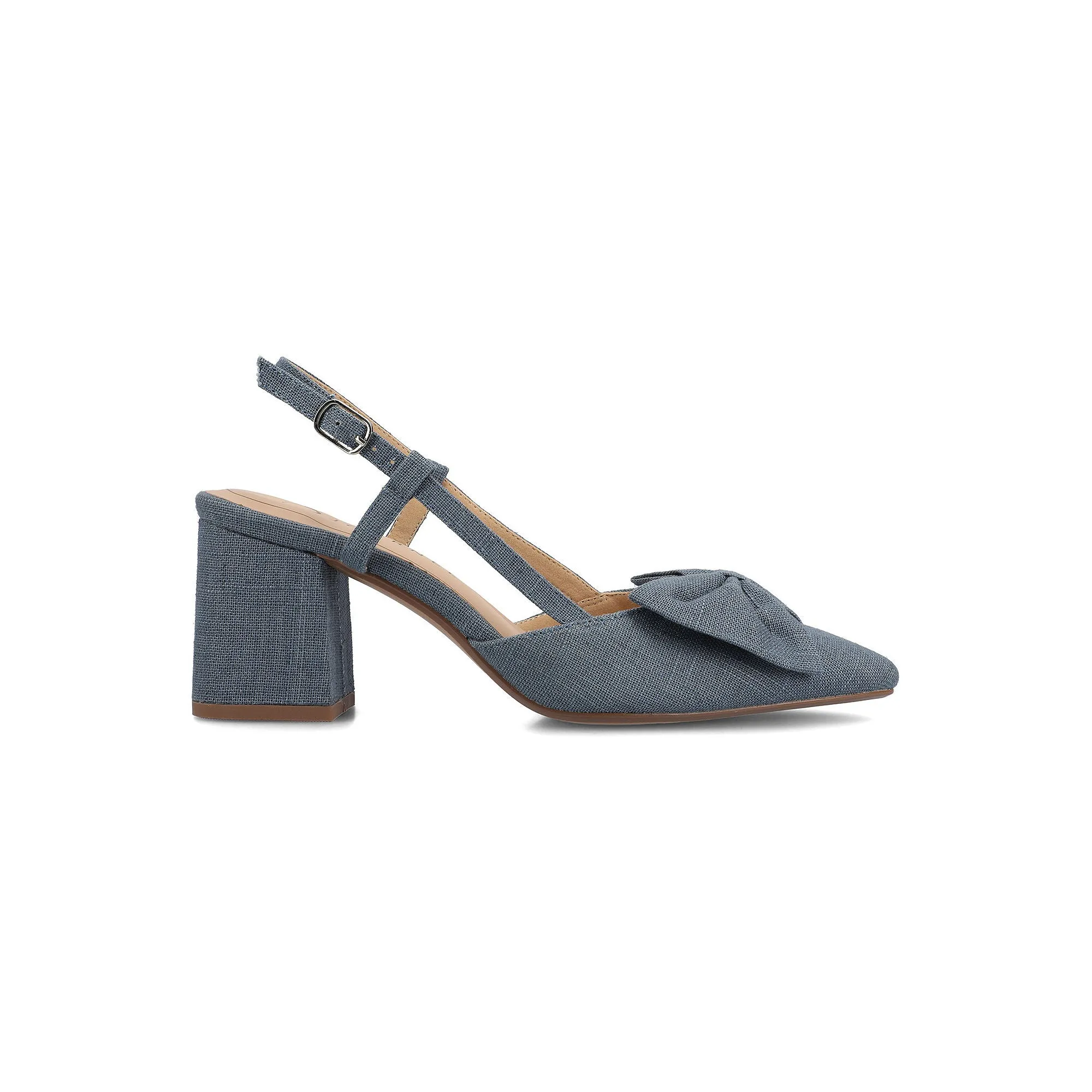 Journee Collection Womens Tailynn Block Heel Pumps - DENIM 10 WIDE