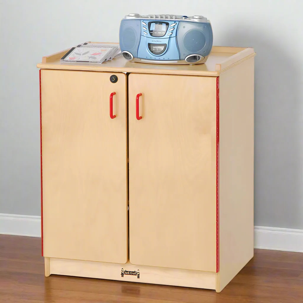 Lockable Mobile Media Cart with Adjustable Shelves