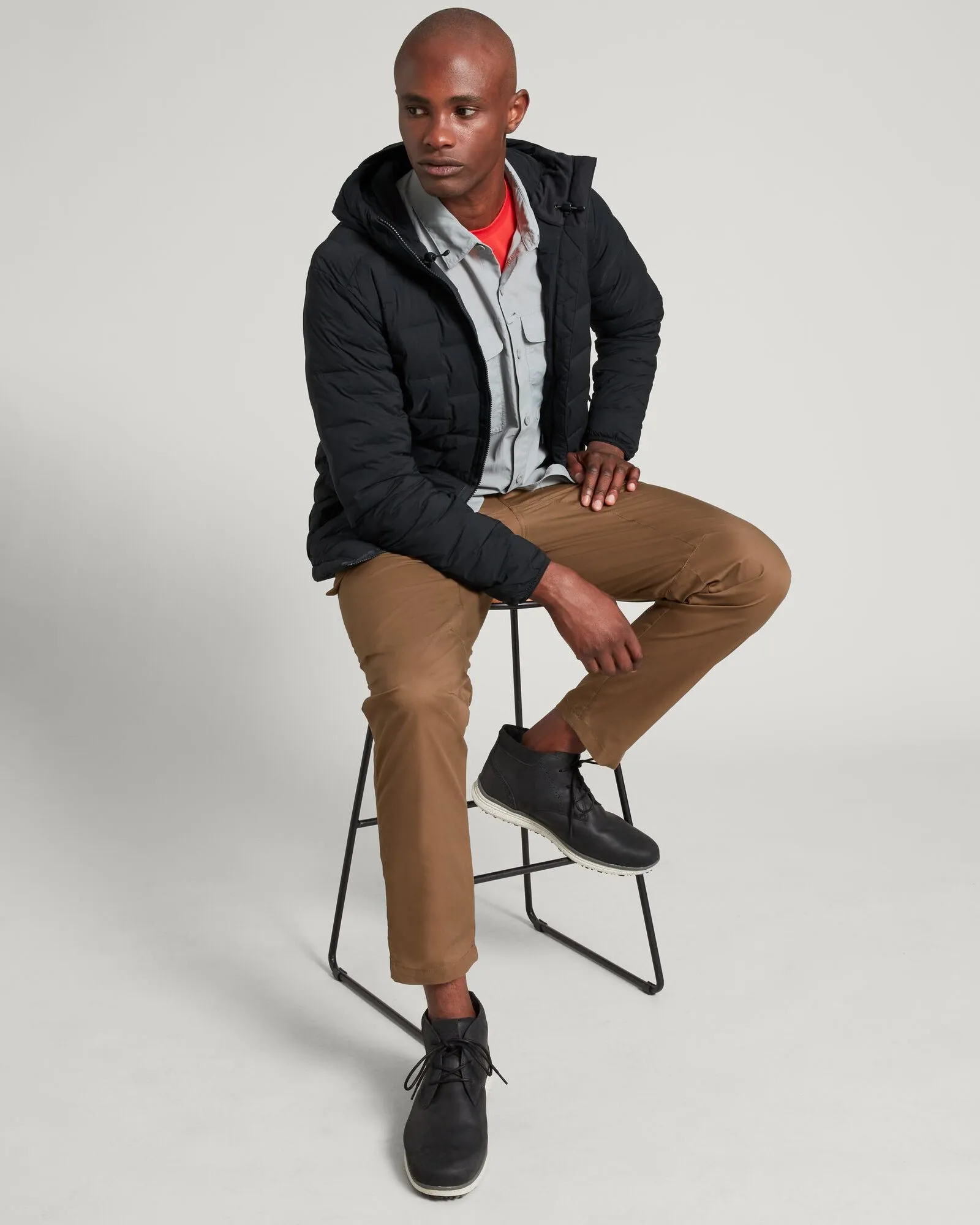 Men's Federate Stretch Hooded Down Jacket - Black