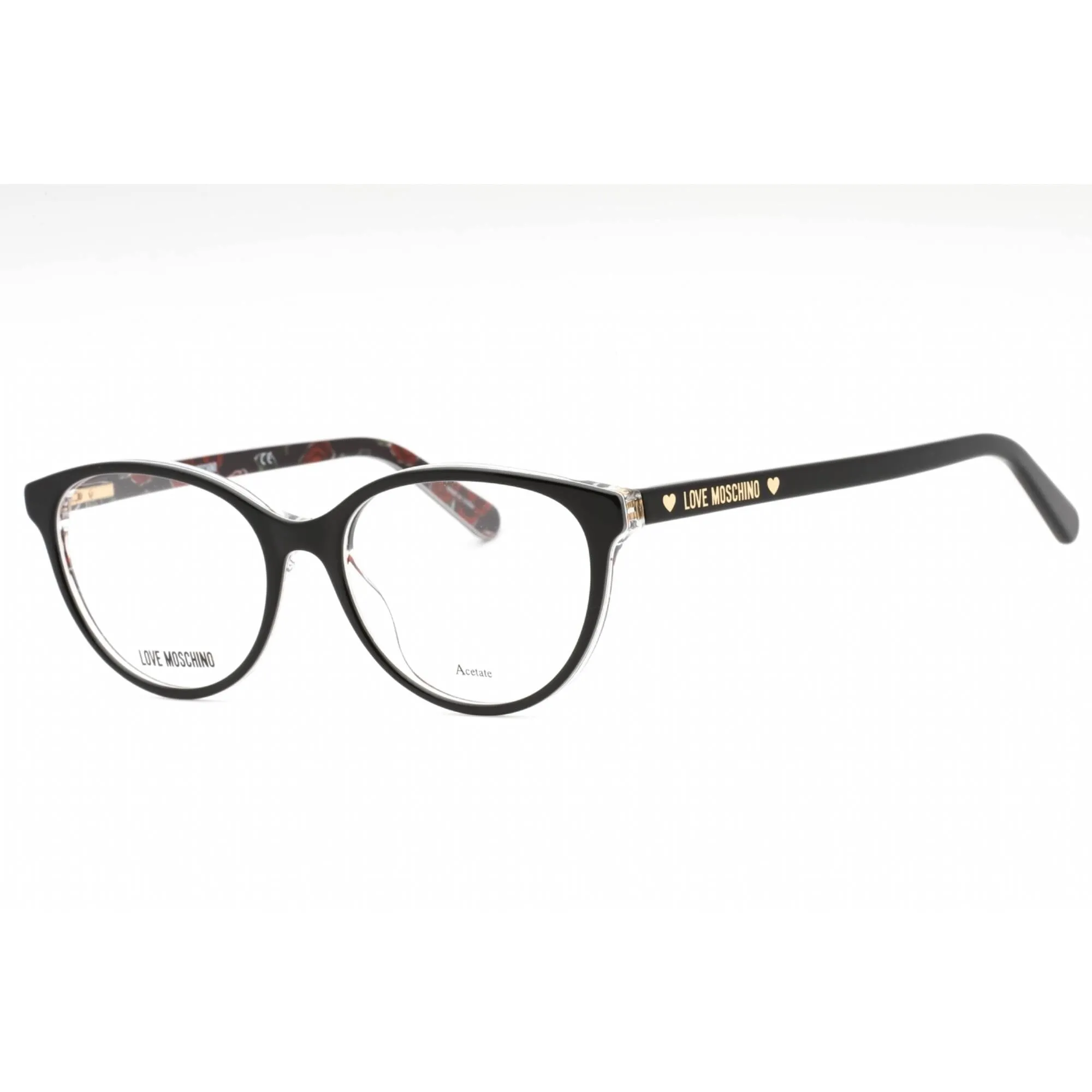 Moschino Love Women's Eyeglasses - Black Plastic Oval Full Rim Frame | MOL525 0807 00