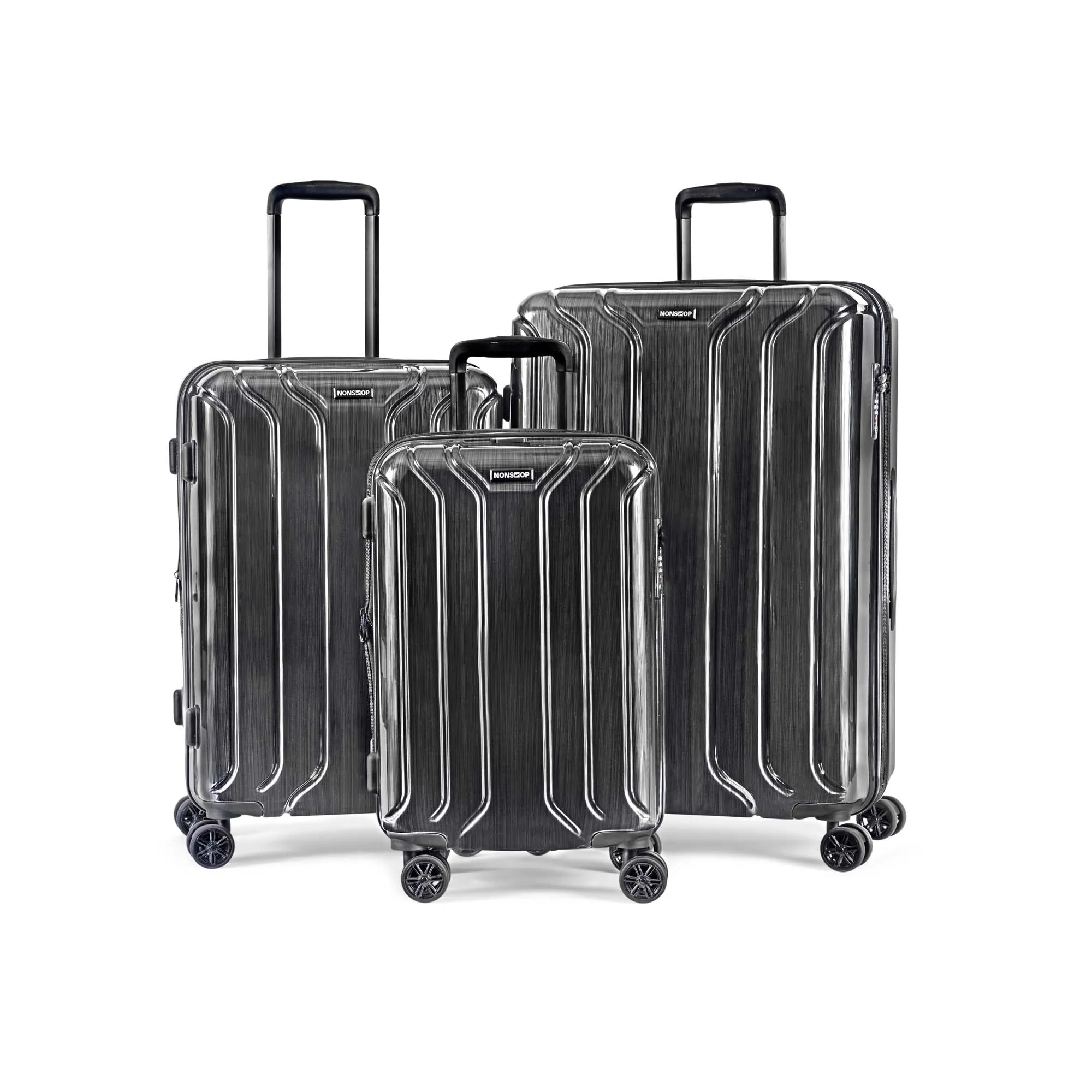 NONSTOP New York Elite 3-Piece Expandable Spinner Luggage Set with Powerbank & 3-Piece Packing Cube Set