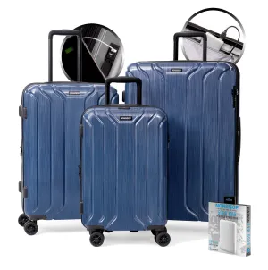 NONSTOP New York Elite 3-Piece Expandable Spinner Luggage Set with Powerbank & 3-Piece Packing Cube Set