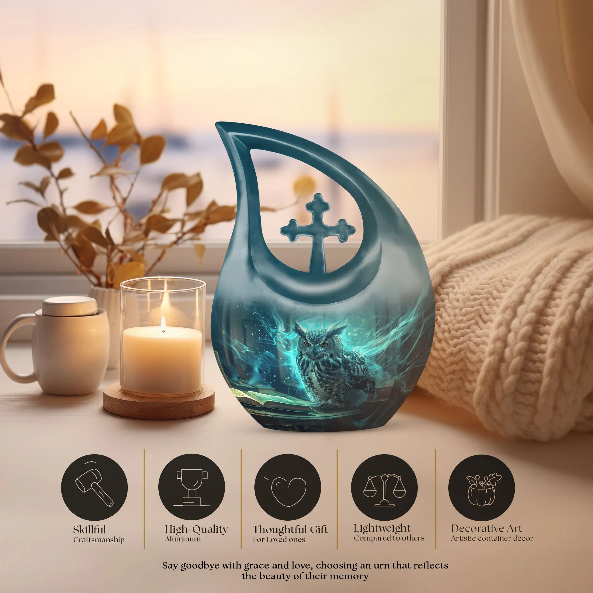 Owl Urn |  Memorial Cremation Urn For Ashes