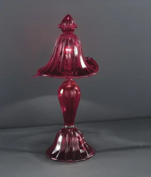 Red Venetian Style Handblown Glass Traditional Table Light