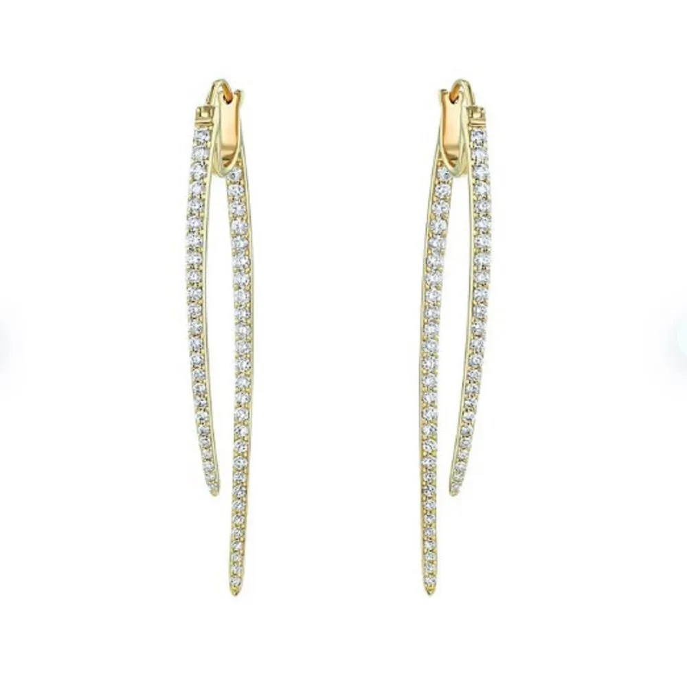 S Collection SE1048 1.5 CT. T.W. Double Drop Diamond Earrings in 14K Yellow Gold
