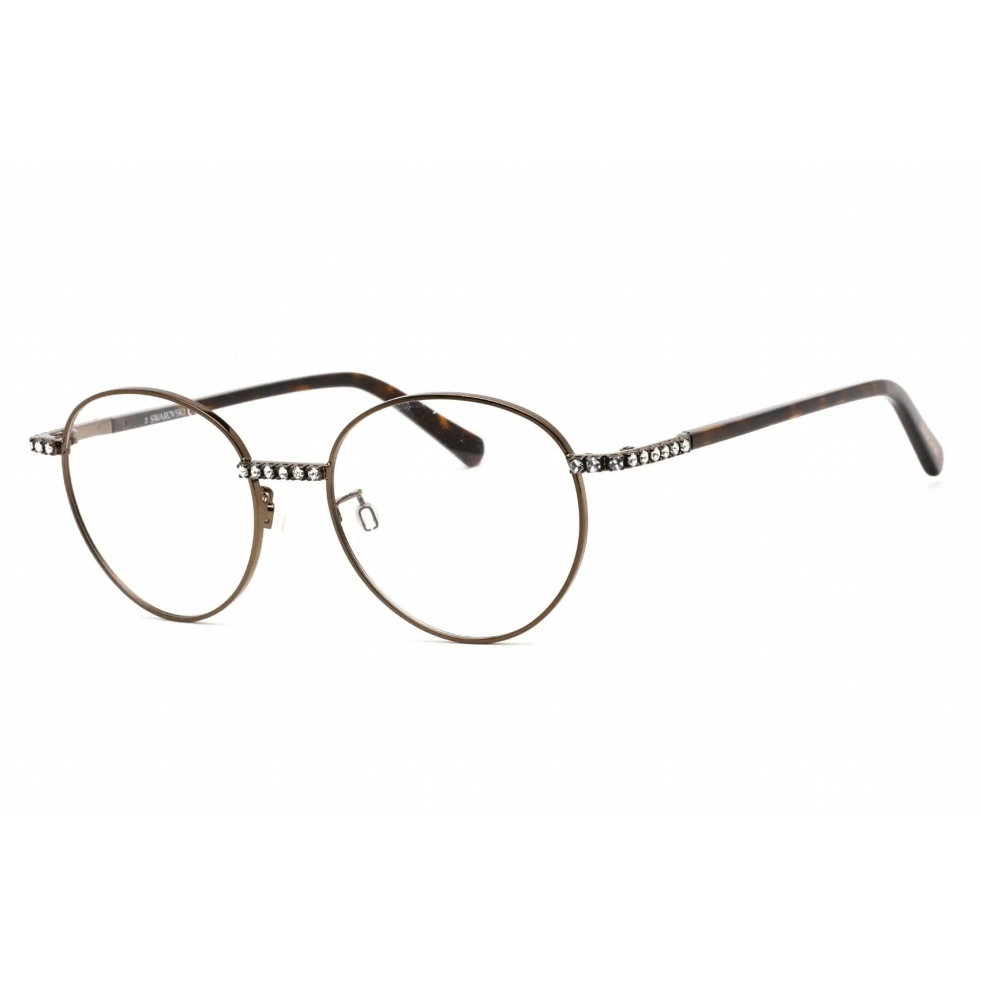 Swarovski Women's Eyeglasses - Round Shape Shiny Dark Brown Metal Frame | SK5424-H 048