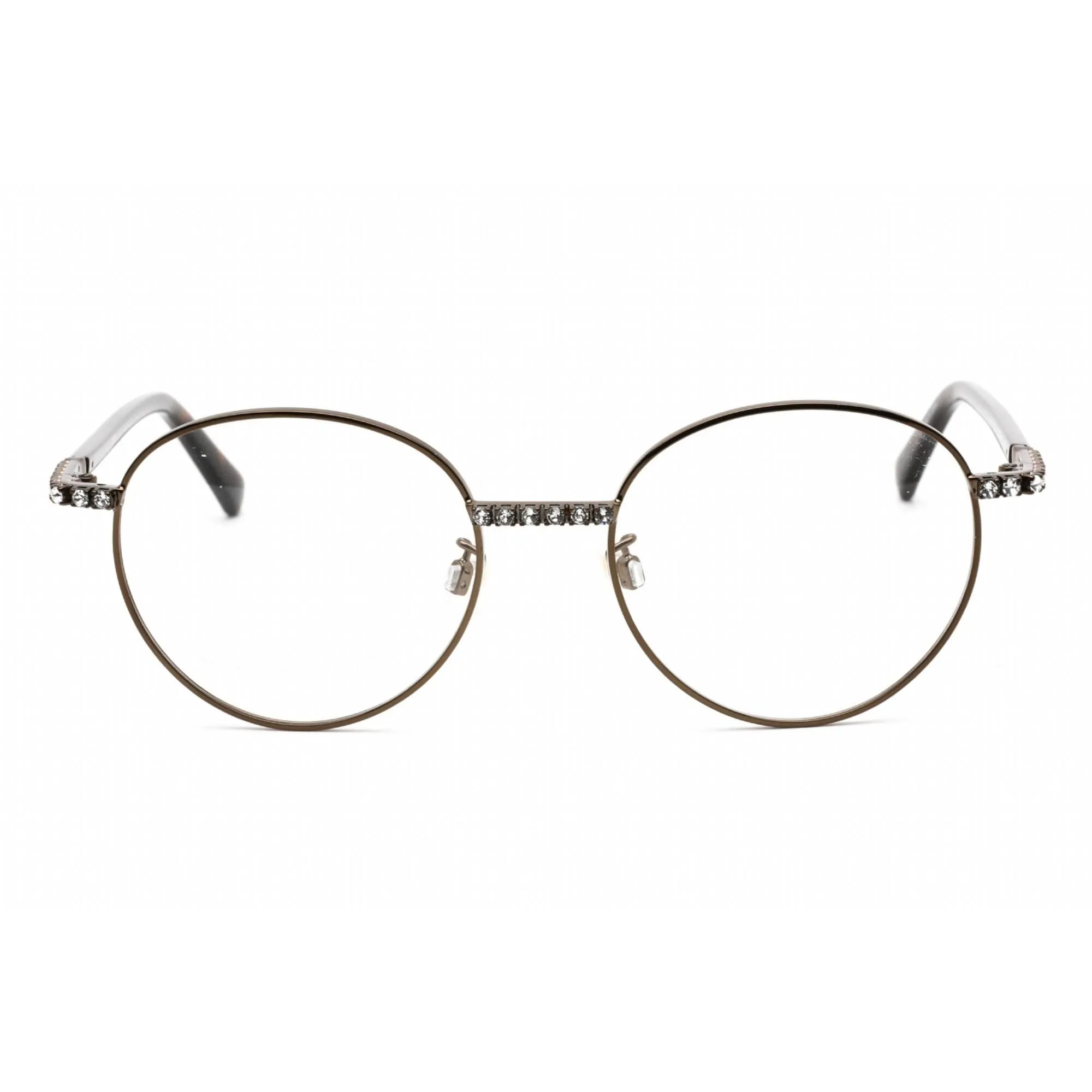 Swarovski Women's Eyeglasses - Round Shape Shiny Dark Brown Metal Frame | SK5424-H 048
