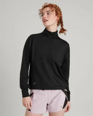 WELL.DER.NESS Play Women's Quarter Zip Pullover - Black Stingray