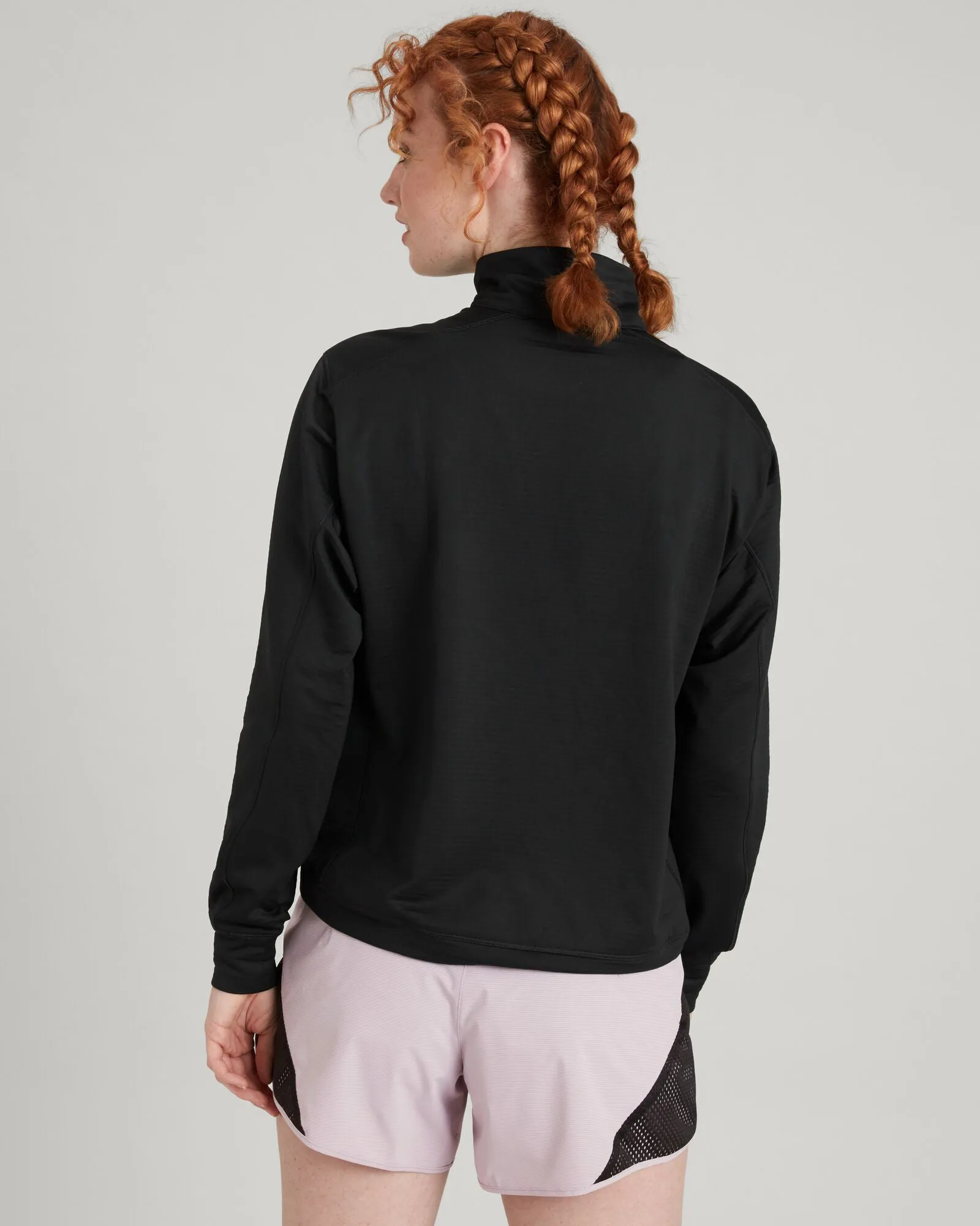 WELL.DER.NESS Play Women's Quarter Zip Pullover - Black Stingray