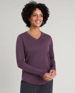 Women's 100% Merino Long Sleeve V-Top - Jam