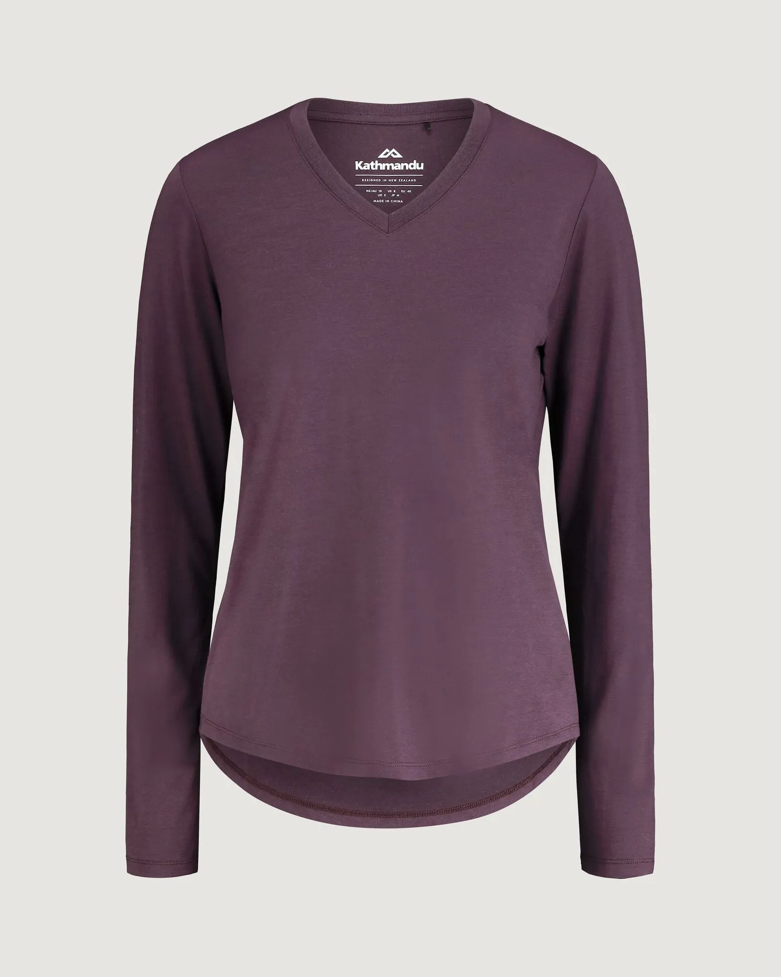 Women's 100% Merino Long Sleeve V-Top - Jam