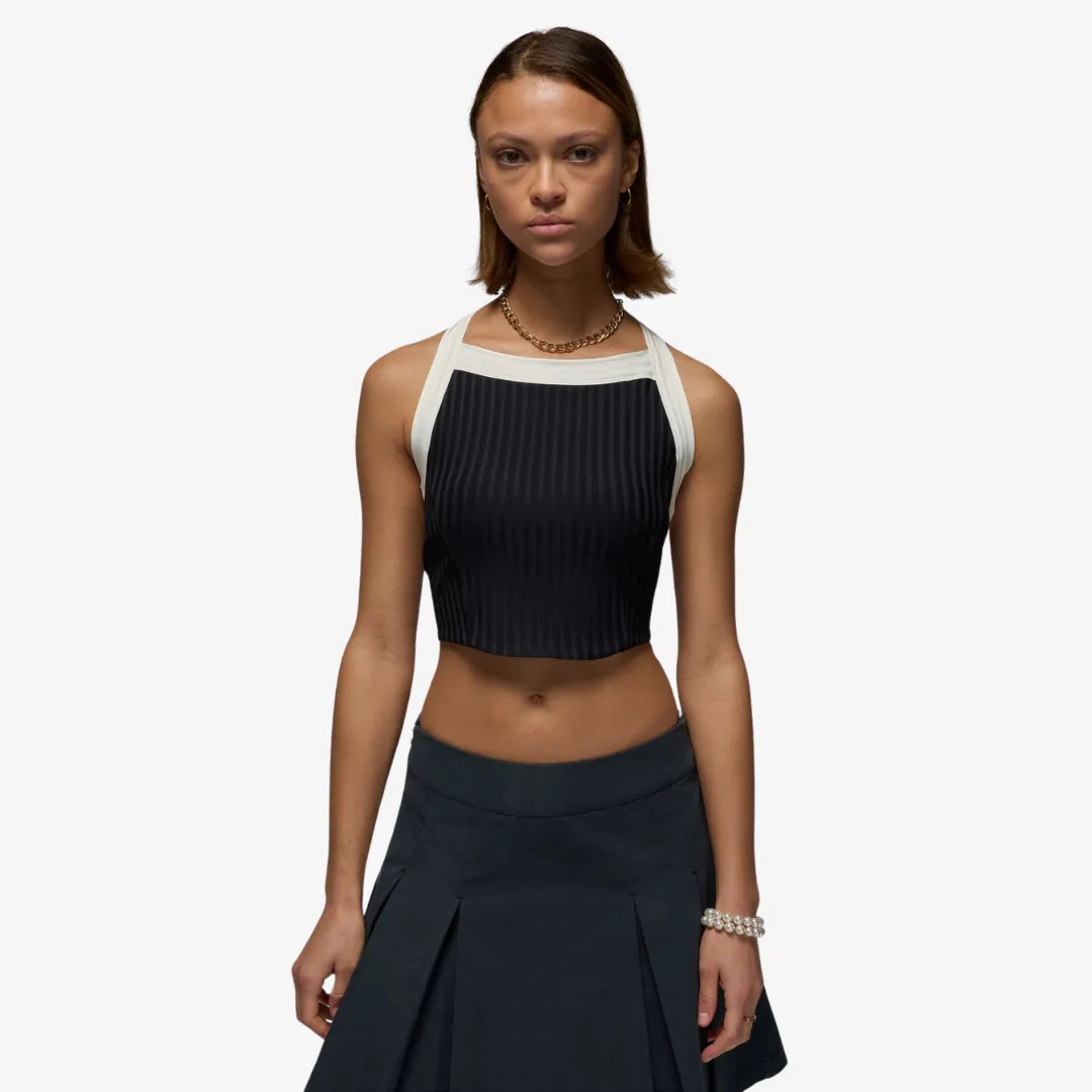 womens jordan poolside top (black/white)